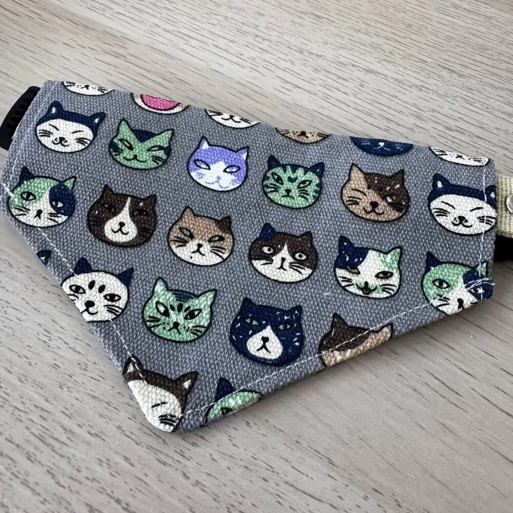 Japanese Cat Faces Collar Adjustable Bandana M | Small and Medium Dog or Cat
